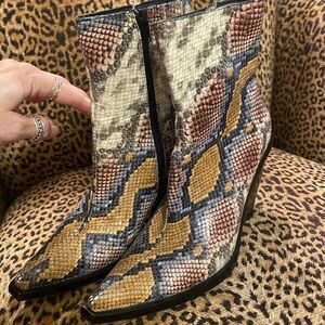Jeffrey Campbell Snakeskin Pattern Ankle Boots